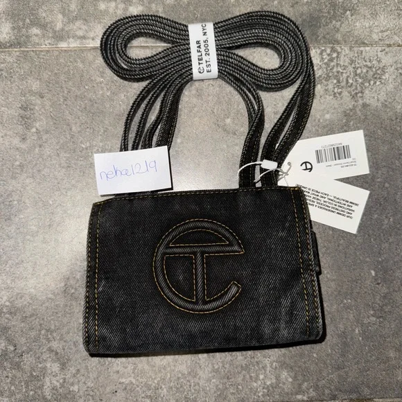 Small Telfar Denim Shopper- Black Women